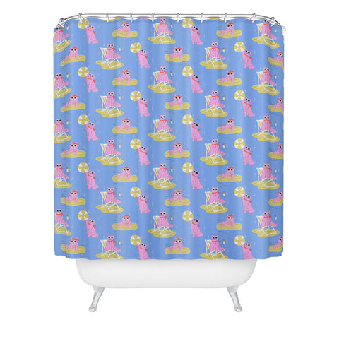 KrissyMast Pink Summer Cat Shower Curtain