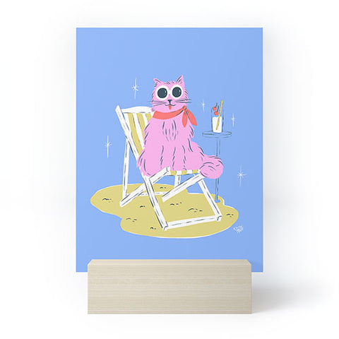 KrissyMast Pink Summer Cat Mini Art Print