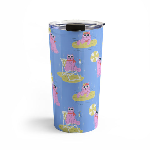 KrissyMast Pink Summer Cat Travel Mug