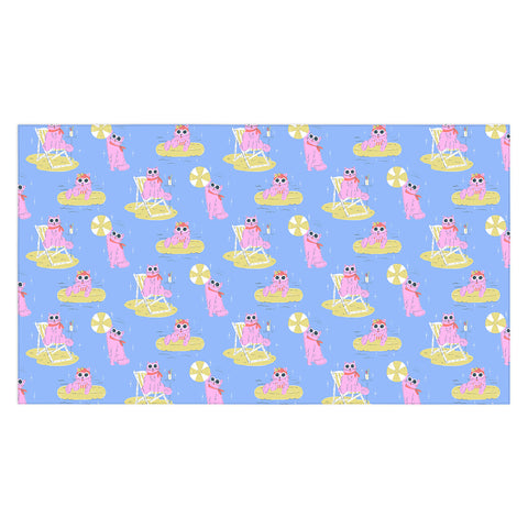 KrissyMast Pink Summer Cat Tablecloth