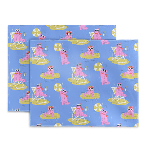 KrissyMast Pink Summer Cat Placemat
