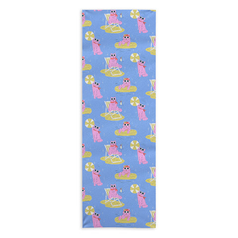 KrissyMast Pink Summer Cat Yoga Towel