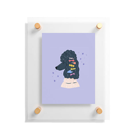 KrissyMast Poodle with Rainbow Barrettes Floating Acrylic Print