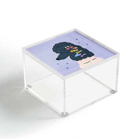 KrissyMast Poodle with Rainbow Barrettes Acrylic Box