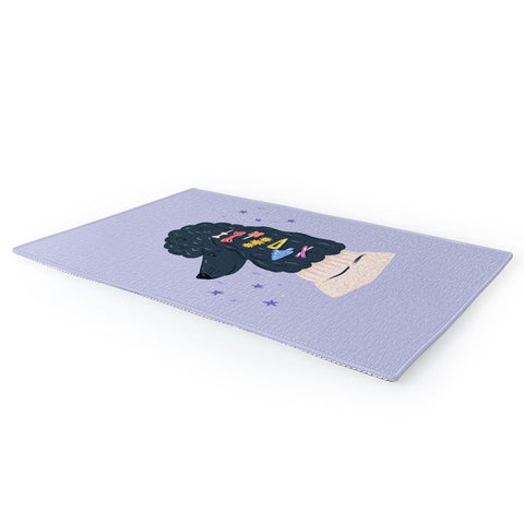 KrissyMast Poodle with Rainbow Barrettes Area Rug
