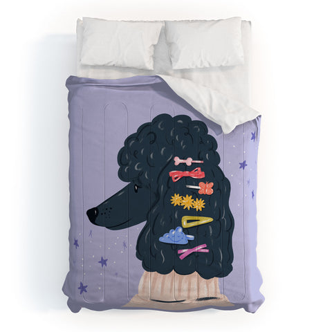 KrissyMast Poodle with Rainbow Barrettes Comforter