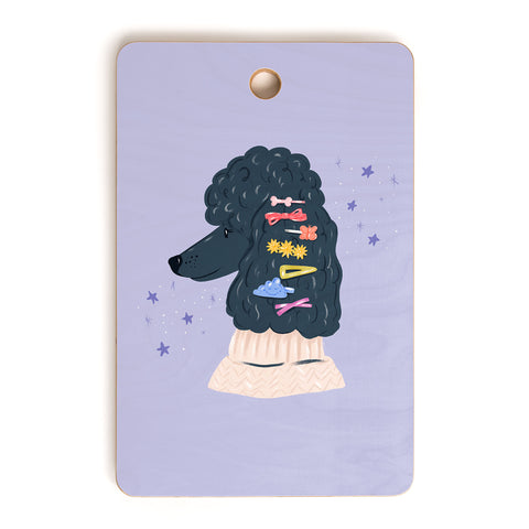 KrissyMast Poodle with Rainbow Barrettes Cutting Board Rectangle