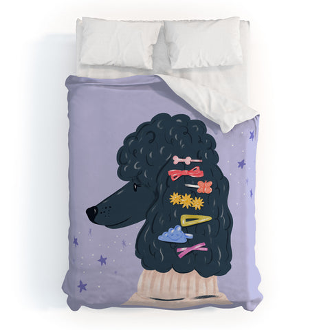KrissyMast Poodle with Rainbow Barrettes Duvet Cover