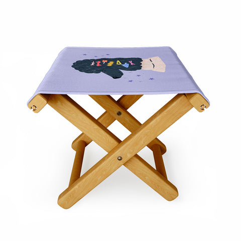 KrissyMast Poodle with Rainbow Barrettes Folding Stool