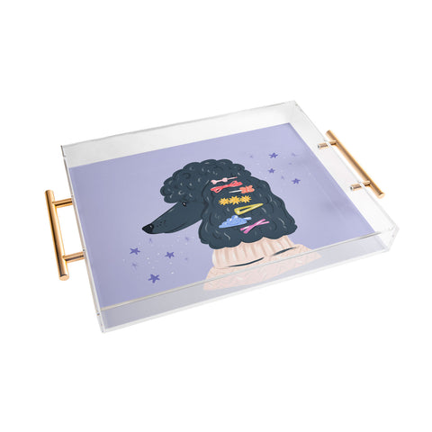 KrissyMast Poodle with Rainbow Barrettes Acrylic Tray