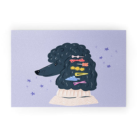 KrissyMast Poodle with Rainbow Barrettes Welcome Mat