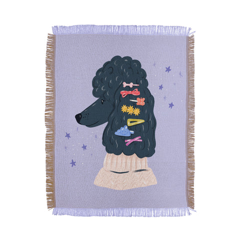 KrissyMast Poodle with Rainbow Barrettes Throw Blanket