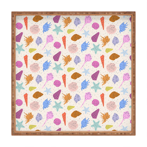 KrissyMast Rainbow Seashells Square Tray