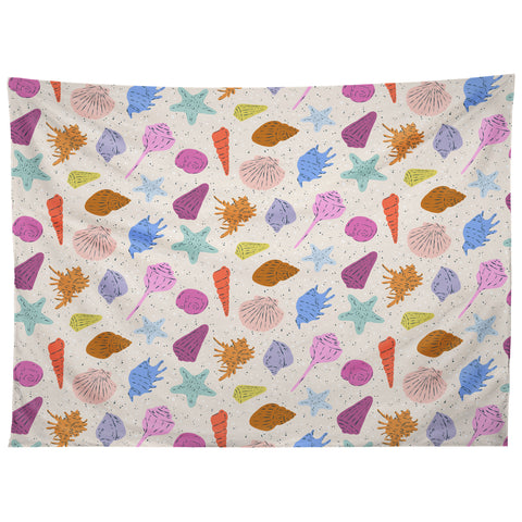 KrissyMast Rainbow Seashells Tapestry