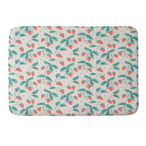 KrissyMast Strawberries with Flowers Memory Foam Bath Mat