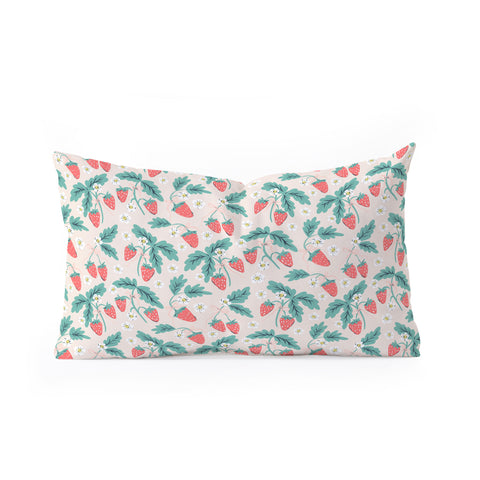 KrissyMast Strawberries with Flowers Oblong Throw Pillow