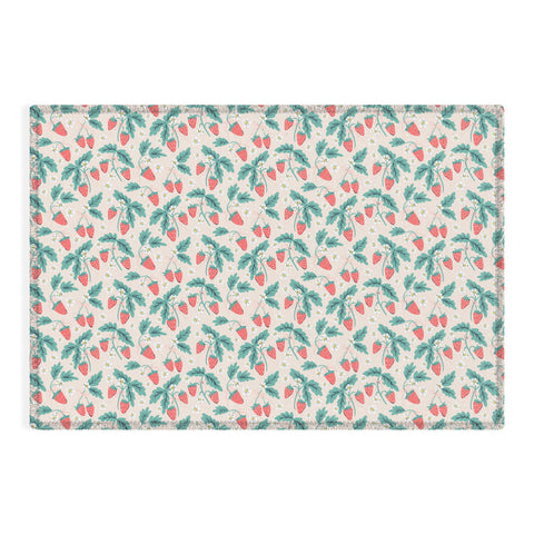KrissyMast Strawberries with Flowers Outdoor Rug