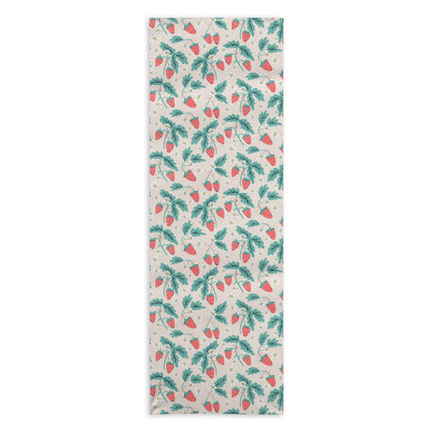 KrissyMast Strawberries with Flowers Yoga Towel