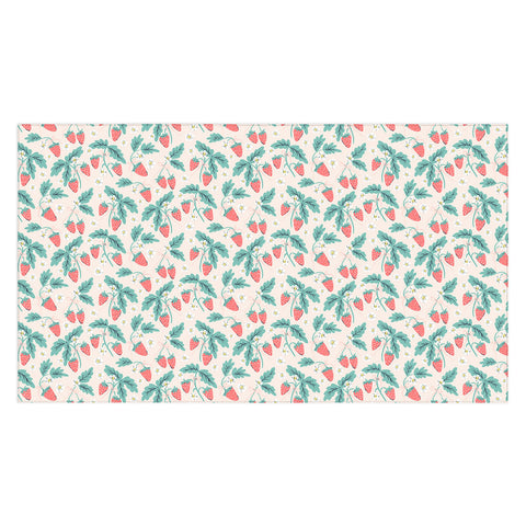KrissyMast Strawberries with Flowers Tablecloth