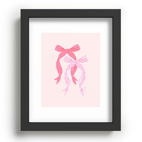 KrissyMast Striped Bows in Pinks Recessed Framing Rectangle