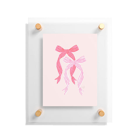 KrissyMast Striped Bows in Pinks Floating Acrylic Print