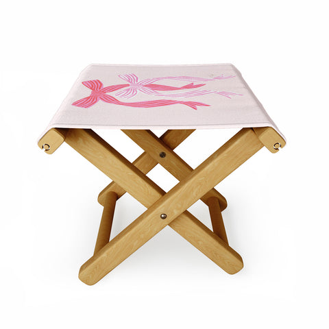 KrissyMast Striped Bows in Pinks Folding Stool