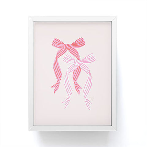 KrissyMast Striped Bows in Pinks Framed Mini Art Print