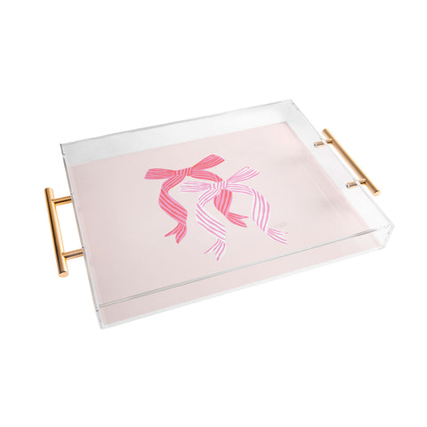 KrissyMast Striped Bows in Pinks Acrylic Tray