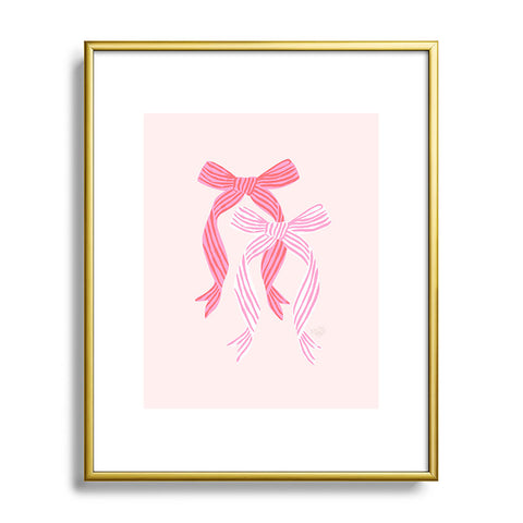 KrissyMast Striped Bows in Pinks Metal Framed Art Print