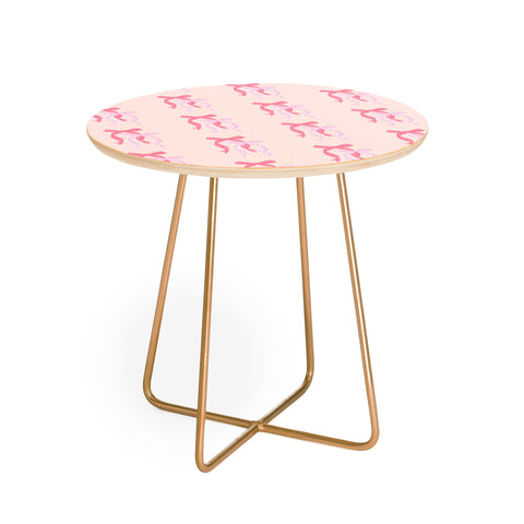 KrissyMast Striped Bows in Pinks Round Side Table