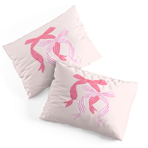 KrissyMast Striped Bows in Pinks Pillow Shams