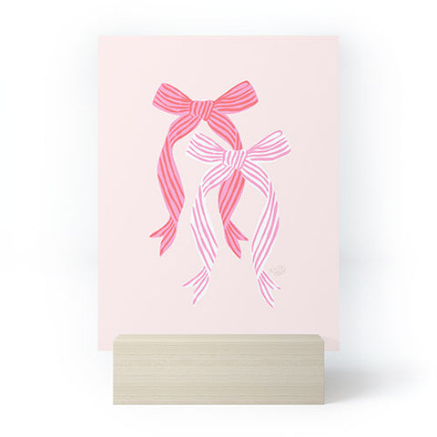 KrissyMast Striped Bows in Pinks Mini Art Print