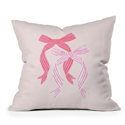 KrissyMast Striped Bows in Pinks Throw Pillow