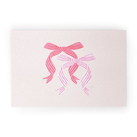 KrissyMast Striped Bows in Pinks Welcome Mat