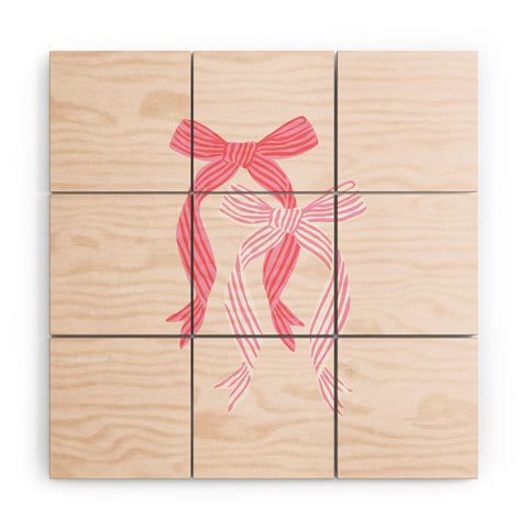 KrissyMast Striped Bows in Pinks Wood Wall Mural