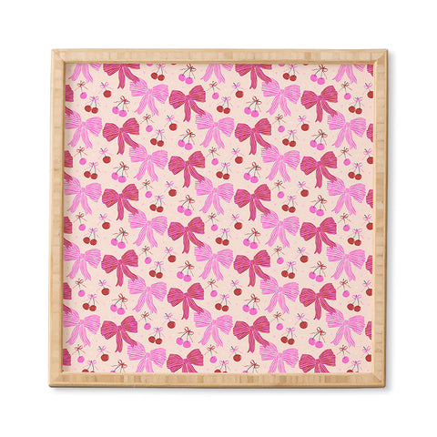 KrissyMast Striped Bows with Cherries Framed Wall Art