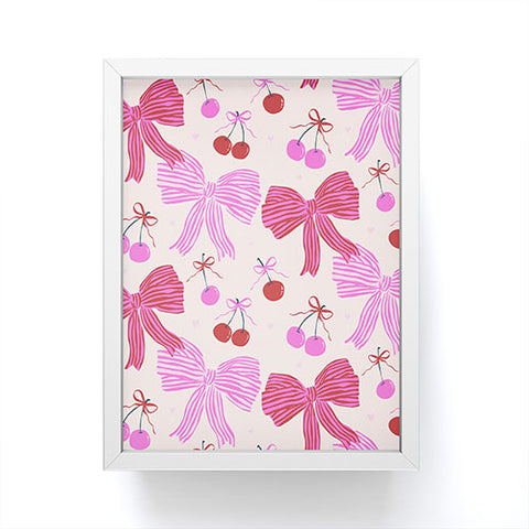 KrissyMast Striped Bows with Cherries Framed Mini Art Print