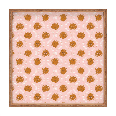 KrissyMast Suns in pink and gold Square Tray