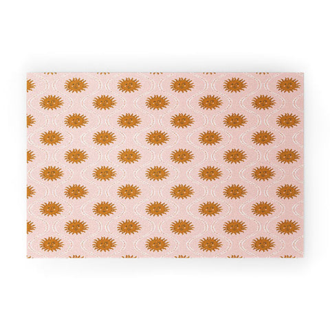 KrissyMast Suns in pink and gold Welcome Mat