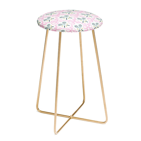 KrissyMast Tennis Trellis Bows in Pink Counter Stool