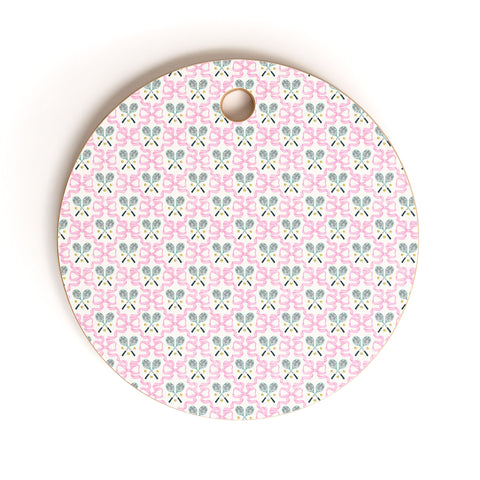 KrissyMast Tennis Trellis Bows in Pink Cutting Board Round