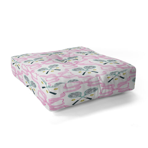 KrissyMast Tennis Trellis Bows in Pink Floor Pillow Square