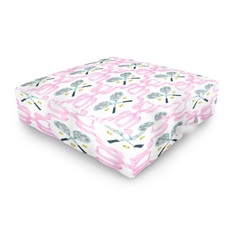 KrissyMast Tennis Trellis Bows in Pink Outdoor Floor Cushion
