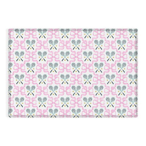KrissyMast Tennis Trellis Bows in Pink Outdoor Rug