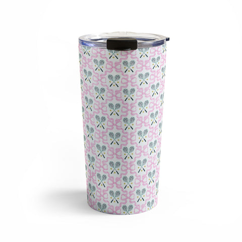 KrissyMast Tennis Trellis Bows in Pink Travel Mug