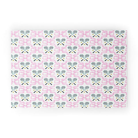 KrissyMast Tennis Trellis Bows in Pink Welcome Mat