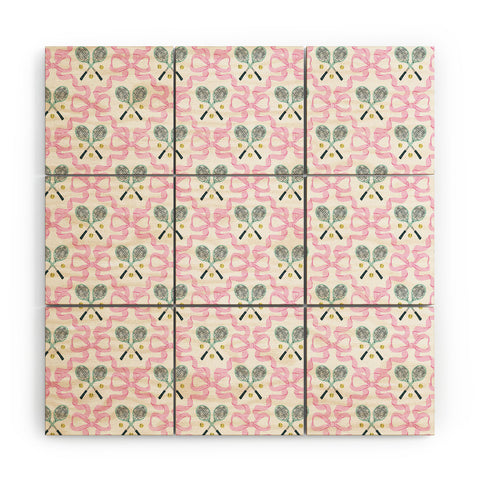 KrissyMast Tennis Trellis Bows in Pink Wood Wall Mural