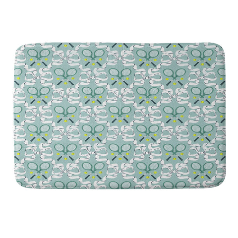 KrissyMast Tennis Trellis Bows in Teal Memory Foam Bath Mat