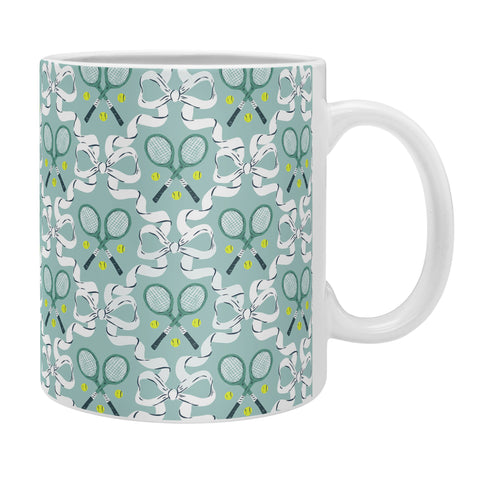 KrissyMast Tennis Trellis Bows in Teal Coffee Mug