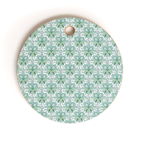 KrissyMast Tennis Trellis Bows in Teal Cutting Board Round
